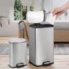 Set of 2 - 8 Gallon and 1.3 Gallon Stainless Steel Trash Can with Step-on Lid