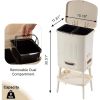 8 Gallon Elevated Trash Kitchen Can with Lid and Storage Shelf in Cream