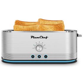4-Slice Toaster, 7 Settings, Defrost, Reheat, Removable Crumb Tray, Full Body Stainless Steel Housing, Anti-Fingerprint, Anti-Jam, 1350W, Silver (Option: KRT6061)