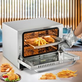 Commercial Convection Oven, 21L/19Qt, Quarter-Size Conventional Oven Countertop, 1440W 3-Tier Toaster W/ Front Glass Door, Electric Baking Oven W (Option: silver)