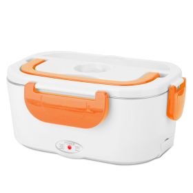 Electric Heating Lunch Box Food Heater Container Travel Thermal Bento Box Portable Food Warmer w/ 2 Removable Compartments 1 Free SpoonL (Option: Orange)